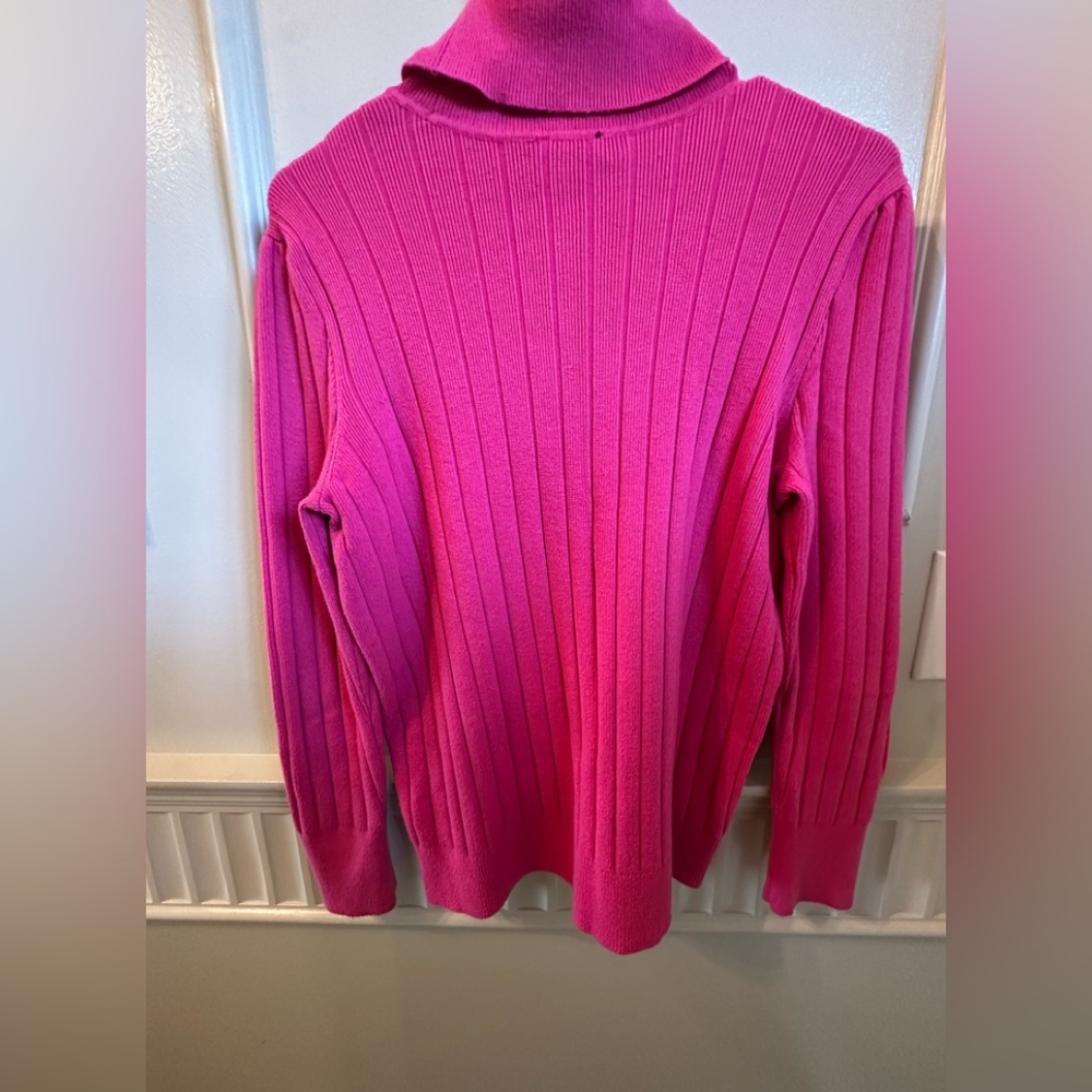 Talbots -Women’s Large-Cotton blend-Pink Rib Turtleneck Sweater-like new! - Picture 3 of 5